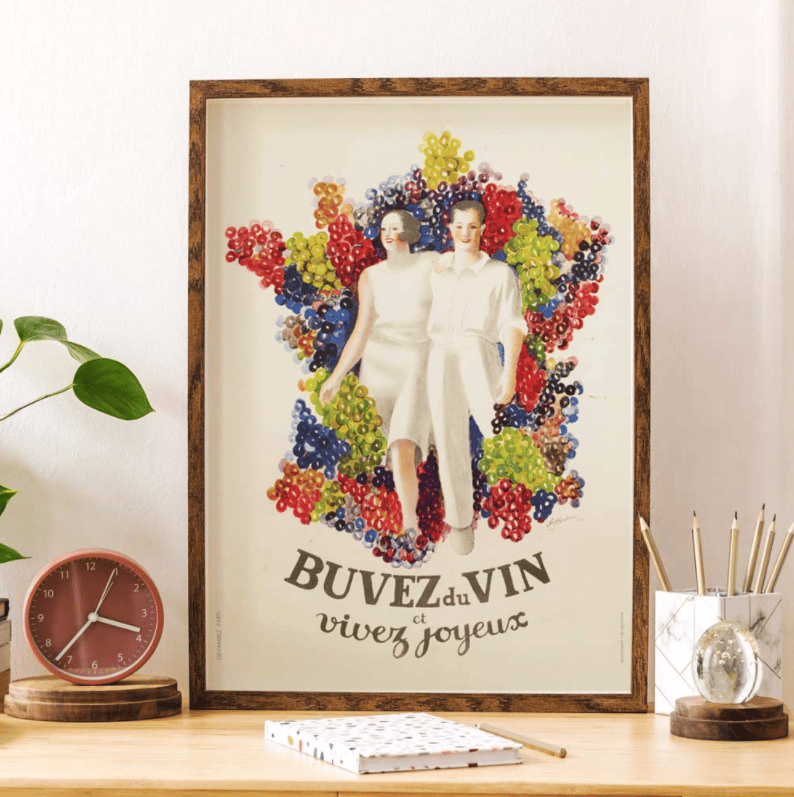 Affiche "Buvez du vin, vivez joyeux"