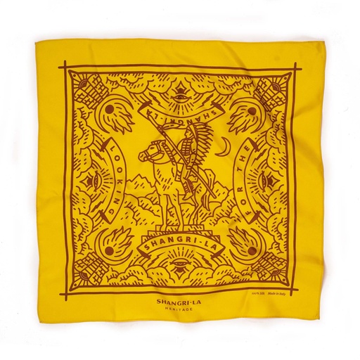 [154-SH1009] Foulard en soie "Looking For the Shangri-La" Moutarde