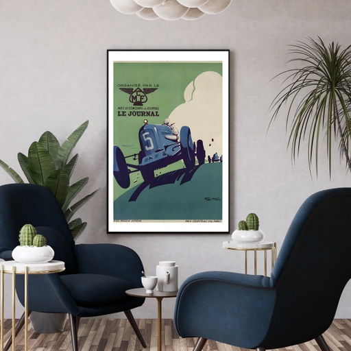 Affiche Géo Ham Grand Prix automobile organisé MCF et Le Journal